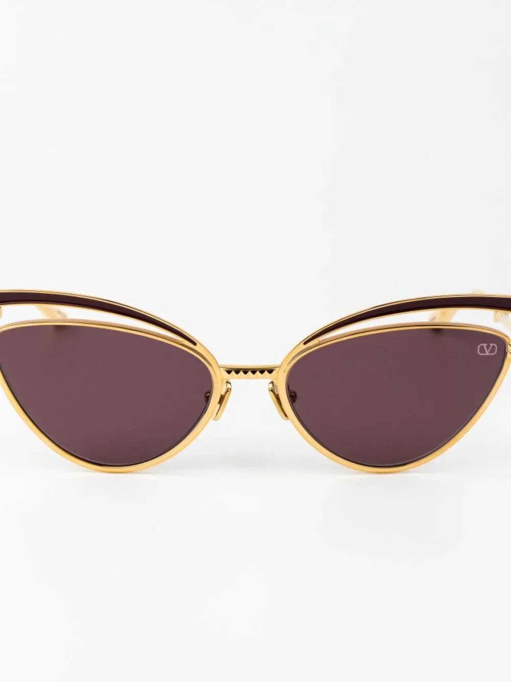 Valentino Women Sunglasses Titanium Gold Bordeaux Cat Eye V - GLASSLINER VLS-118